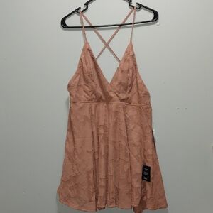 Lulu's Dusty Rose Lace Strappy Skater Dress
